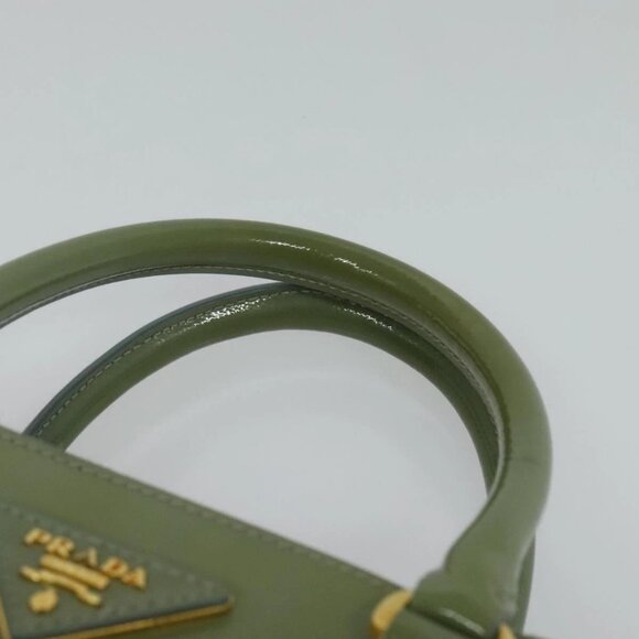 PRADA Galleria Hand Bag Safiano leather 2way Green Gold Auth - Picture 9 of 16